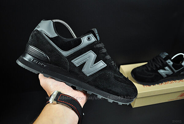 Кроссовки мужские New Balance 574 черные, замш