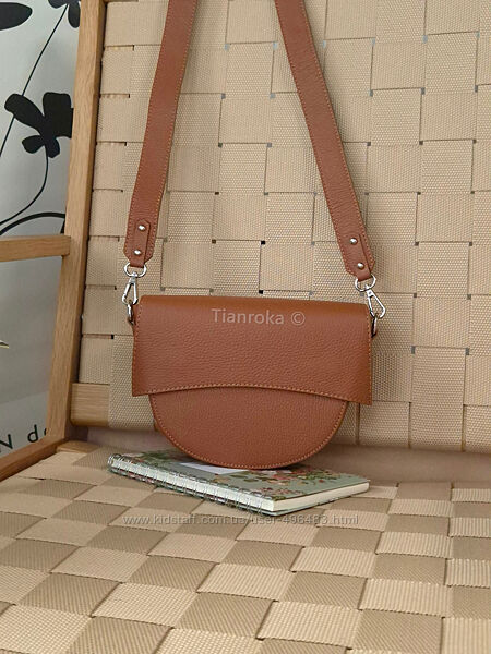 Шкіряна сумка saddle bag, широкий ремінь. Кожа, Італія