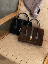 Замшева сумка satchel bag, нова колекція з Італії