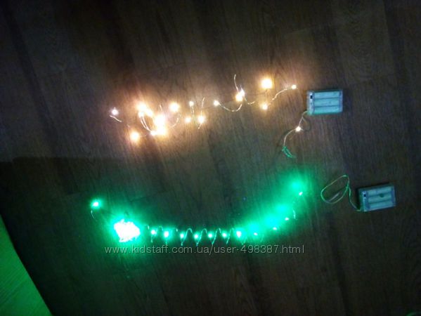 Уличная LED гирлянда капля роса на батарейках, 20 светодиодов 2 метра