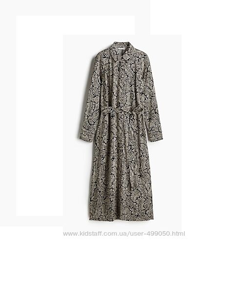 Цветочное платье рубашка сорочка L сукня H&M листья пояс миди Zara