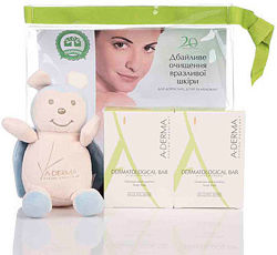 Набор А-дерма A-Derma два мыла в косметичке с игрушкой-рюкзачком для деток