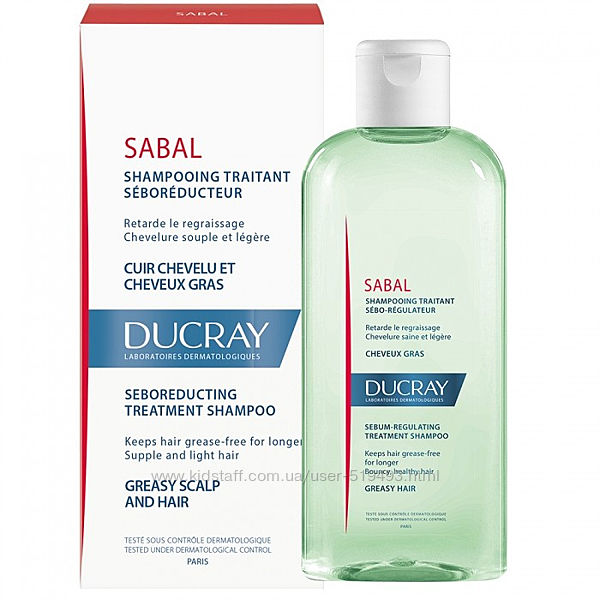 Себорегулирующий шампунь Дюкрей Сабаль для жирных волос Ducray Sabal Shampoo 200мл