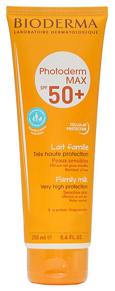 Солнцезащитное молочко для всей семьи Биодерма Фотодерм спф BIODERMA PHOTODERM MAX FAMILY MILK SPF 50 250мл