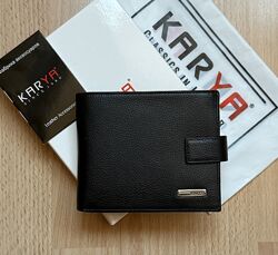 Мужской кожаный кошелёк KARYA   В чёрном цвете 