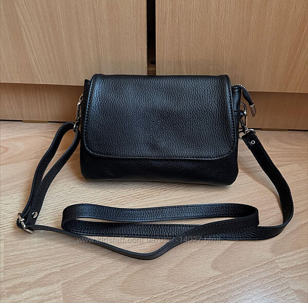 Чёрная удобная не большая сумочка кроссбоди Florence Italy