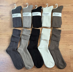 Шерстяные высокие женские носки , можно носить с отворотом , 5 цветов