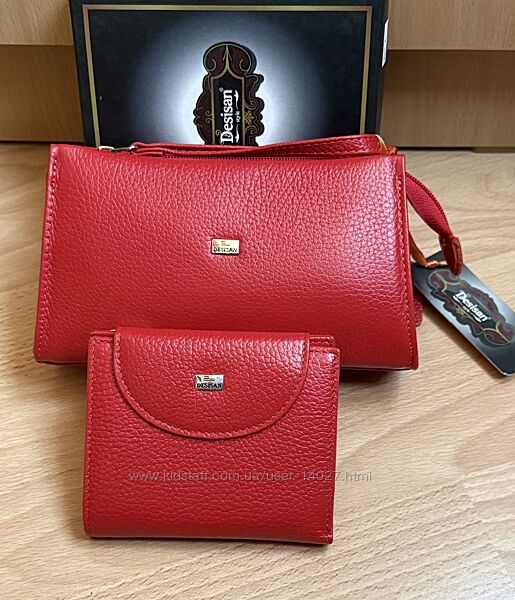 Набор Desisan Кошелёк и косметичка Натуральная кожа