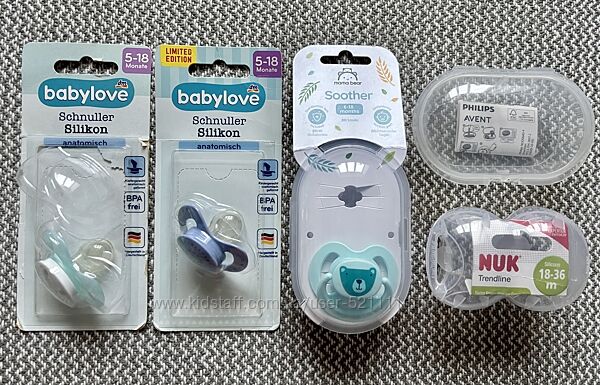Nuk Avent Babydream Baby love пустышки Германия 0-6 6-18 36 Пустушки