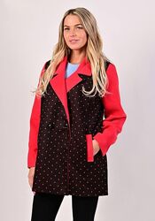 Женское стильное демисезонное пальто в горошек, см. замеры в описании товар