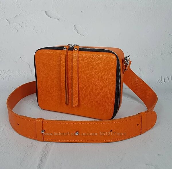 Сумка клатч, кросс-боди женская через плечо натуральная кожа цвета