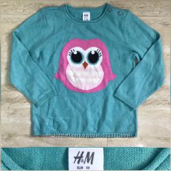Новый свитерок кофточка H&M для девочки бирюзового цвета 6 мес-3 года