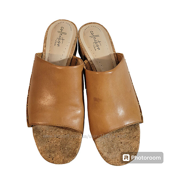 Кожанные шлепки Кларкс