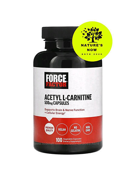 Force Factor ацетил карнитин 500 мг - 100 капсул / США