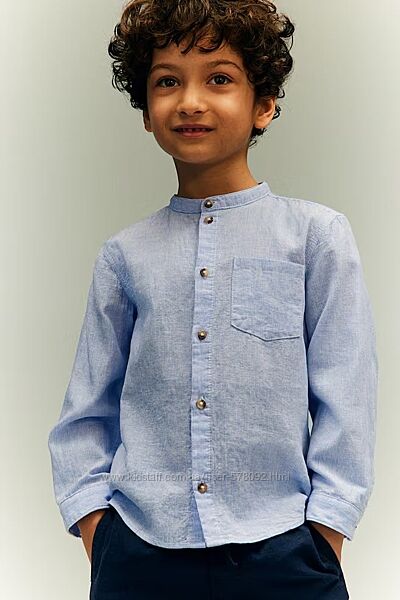 Сорочка H&M з комірцем-стійкою в стилі grandad, розм.9-10Y 140