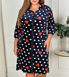 Женский велюровый халат на молнии 54-62р