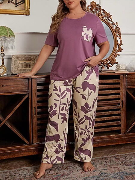 Женская пижама футболка с штанами XL-5XL 