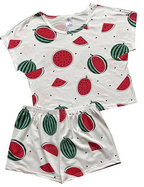 женская пижама футболка с шортами арбуз Л