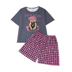 Женская пижама футболка с шортами м-3хл мишка