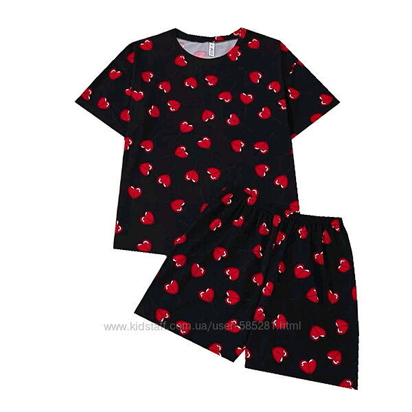 Женская пижама футболка с шортами л-2хл вишенка