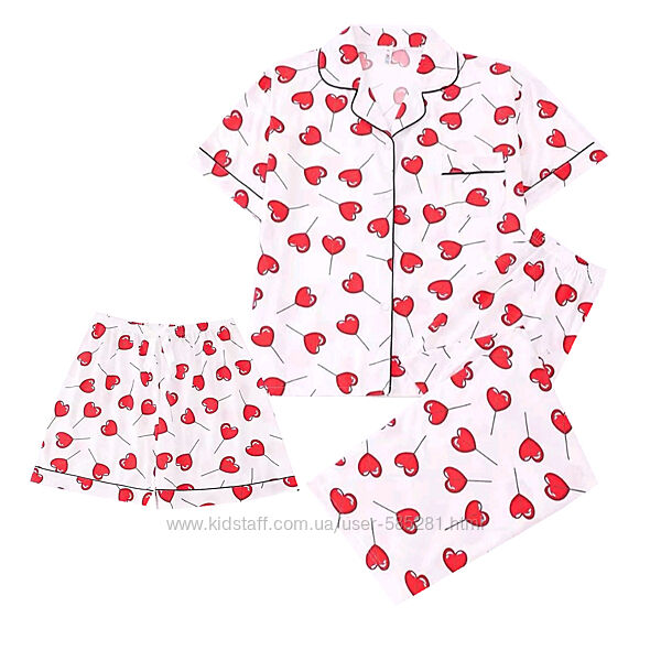 Женская пижама тройка вишенка М-2XL 2 цвета