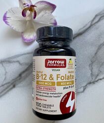 Jarrow Formulas, веганський метил B12 метилфолат, посилена дія, лимон,100шт