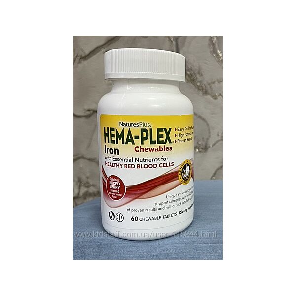 NaturesPlus, Hema-Plex, ягідне асорті, 60 жувальних таблеток