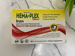 NaturesPlus, Hema-Plex, залізо, 30таблеток із повільним вивільненням