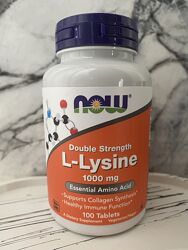 NOW Foods, L-лизин, 1000мг, 100шт
