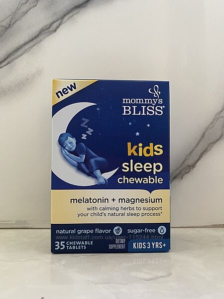 Mommy´s Bliss, Kids Sleep Chewable, мелатонін магній для гарного сну 35шт
