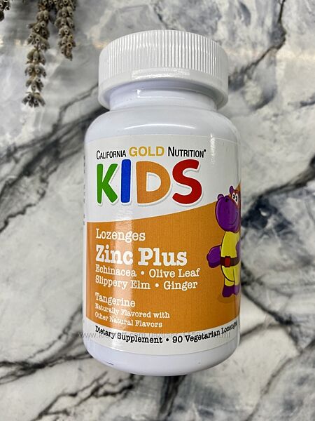 California Gold Nutrition, ZincPlus, пастилки із цинком для дітей, 90шт