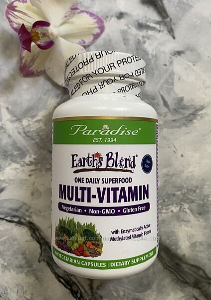 Paradise Herbs, Earth´sBlend, мультивітаміни з суперфудами, без заліза, 60