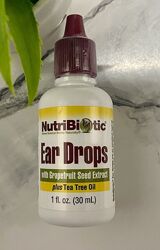 NutriBiotic, вушні краплі з екстрактом кіст. грейпфрута та олією чайн. дер.