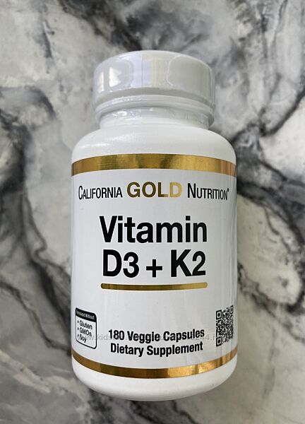 California Gold Nutrition, вітаміни D3 й K2 180шт