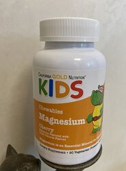 California Gold Nutrition, жувальна добавка з магнієм для дітей, вишня, 90