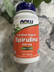 NOW Foods, сертифікована органічна спіруліна, 500мг, 100таблеток