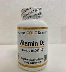 California Gold Nutrition, вітамінD3, 125мкг 5000МО, 360капсул