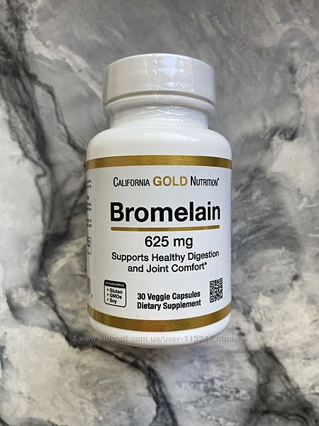 California Gold Nutrition, бромелаїн, 625мг, 30вегетаріанських капсул