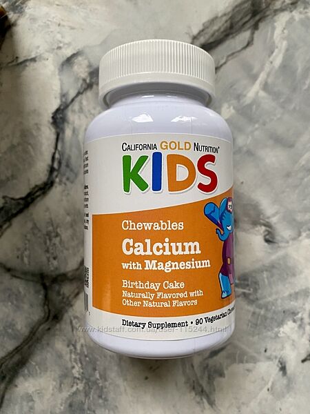California Gold Nutrition, жувальна добавка з кальцієм і магнієм для дітей,