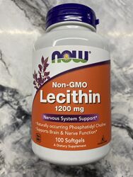 NOW Foods, лецитин без ГМО, 1200 мг, 100 капсул