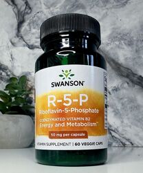 Swanson, R-5-P, рибофлавін-5-фосфат, B2, 50 мг, 60 веганських капсул