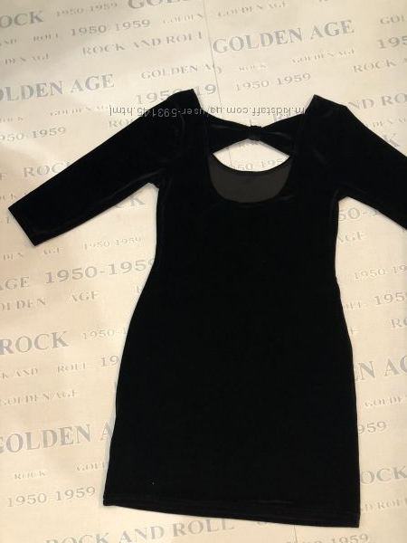 Платье мини чёрное бархатное