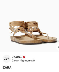 Zara сандалии натур кожа