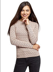 Лонгслив с графическим узором бежевый кремовый джемпер S