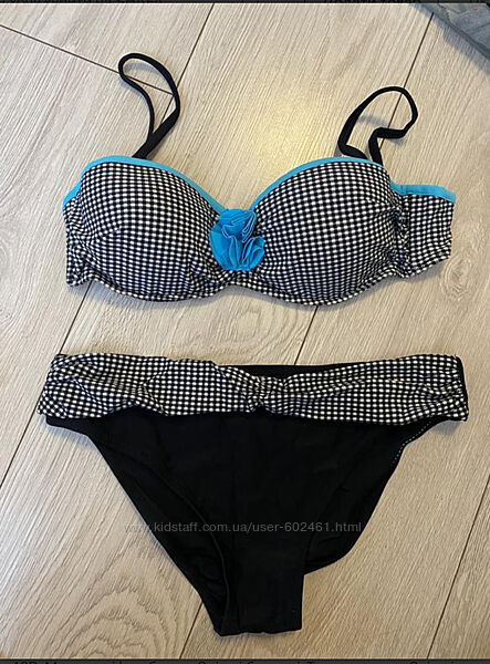 Купальник чорний у клітинку бандо rivage line