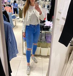 Стильные голубые/синие джинсы с разрезами new look 38