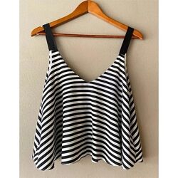Майка полосатая летняя zara xs черная белая