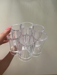 Пластиковый прозрачный органайзер для кисточек косметики карандашей