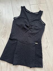 Блуза с открытыми плечами черная с сеткой guess xs
