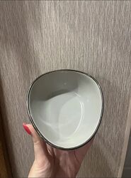 Тарелка керамическая салатник серый с серебристым 13см как ikea